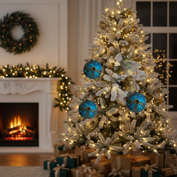 🎄 4PCS Christmas Glass Ball Ornaments – Shiny Hanging Tree Décor Set CJ US