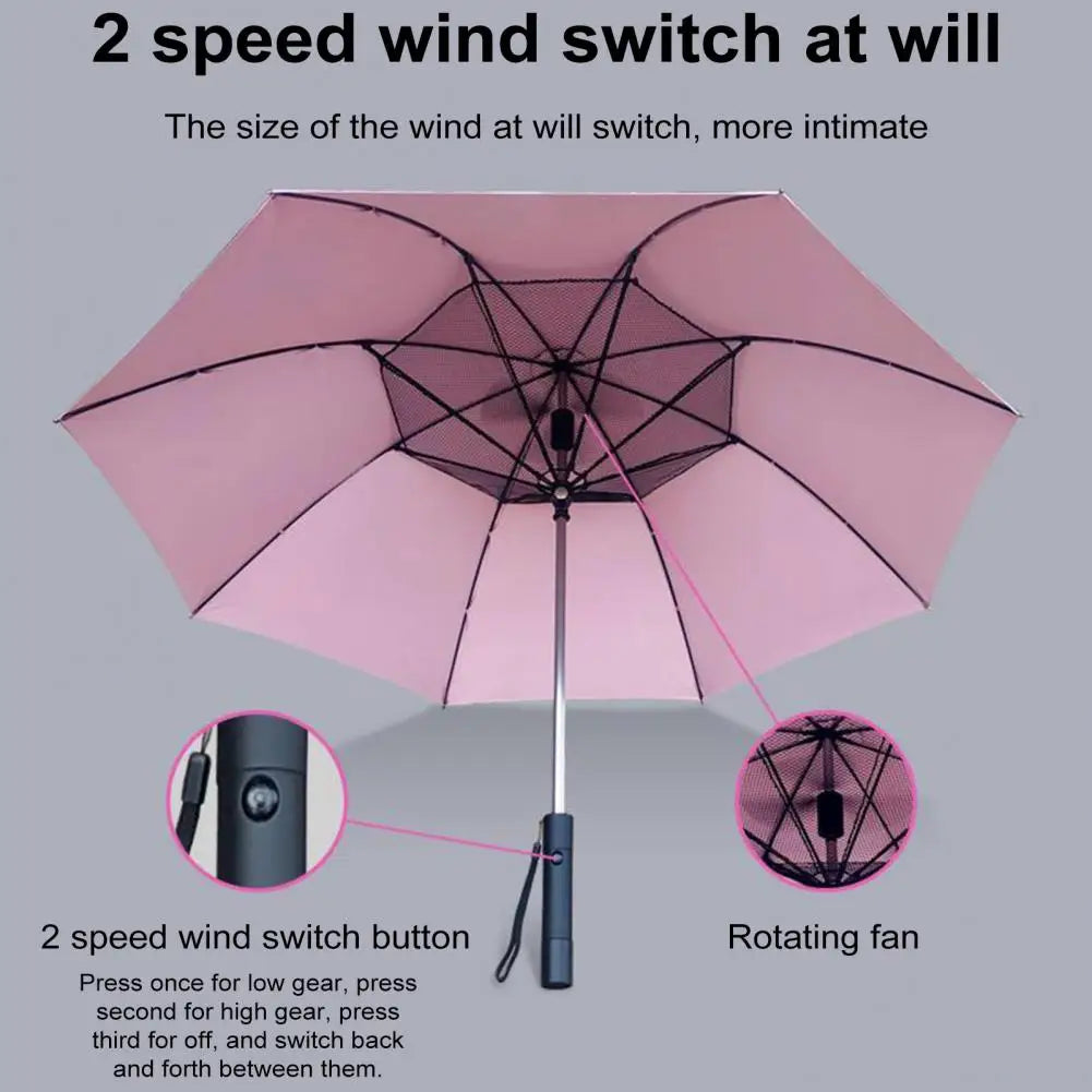 🌞 3-in-1 Cooling Sun Umbrella – Built-in Fan, Water Mister & UV Block - SmartPursue™