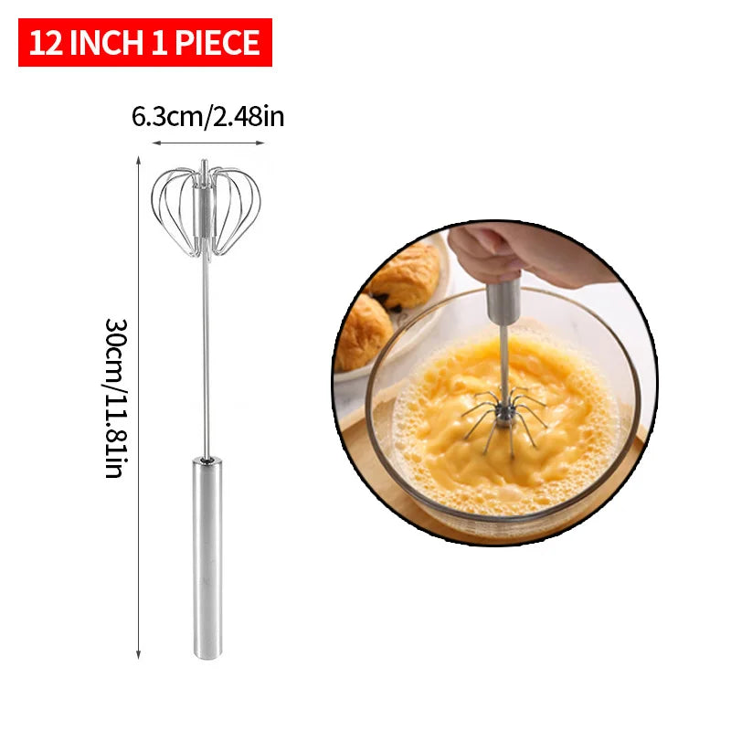 Semi-Automatic Stainless Steel Egg Beater - SmartPursue™