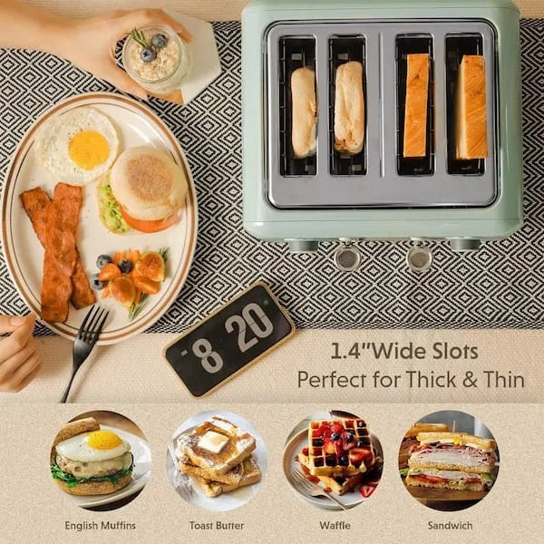 Retro 4-Slice Stainless Steel Toaster - SmartPursue™