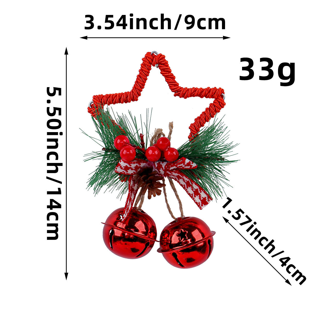 Christmas Five-pointed Star Bell Accessories Pendant CJ